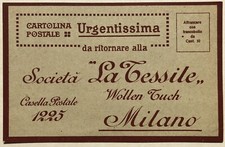Cartolina Pubblicitaria La Tessile Milano Wollen Tuch stoffe tessuti T2