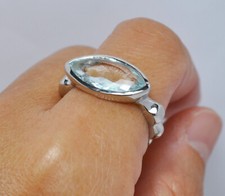 BELLISSIMO UNICO ANELLO IN ARGENTO CON ACQUAMARINA NATURALE