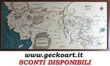 Terra di Mezzo & Beleriand Mappa Cartina 3D Quadro Moderno Chart www.geckoart.it