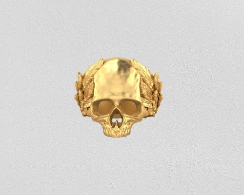 Anello teschio alato placcato