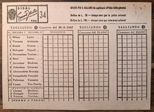 SCHEDINA TOTOCALCIO( SISAL ITALIA )  TAGLIANDO N. 34 DEL 1947