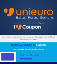 Unieuro Buono Sconto 5% Coupon