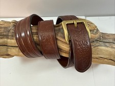 Cintura vintage El Campero in pelle marrone con fibbia western. Made In Italy. 33-38"