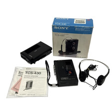 SONY TCS-430 registratore stereo a cassette con scatola/istr. Cuffie e custodia testate