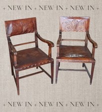 COPPIA POLTRONE CUOIO  L57H96P50 ANTICHE POLTRONE PELLE POLTRONE UFFICIO CUOIO