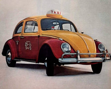 Pubblicità 1964 VOLKSWAGEN VW TAXI "Think it over, New York, Chicago, San Francisco"