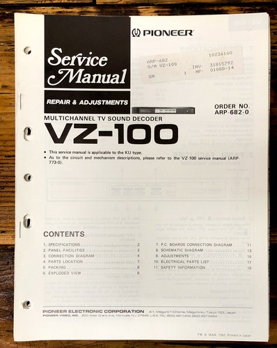 Pioneer 100 decoder manuale - vz-100,