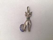 Ciondolo Gatto Argento 800 e Smalto Vintage