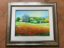 MARIO SOAVE Campo di papaveri - Olio dipinto su tela firmato cm 70 x 60