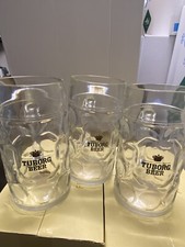 Boccali Bicchiere Pinta Birra in Vetro Tuborg Beer LT.1 X3