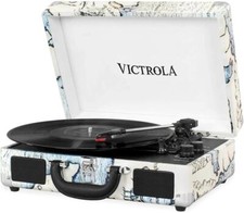 Victrola Giradischi Vintage Con Bluetooth Altoparlanti Stereo Integrati Stampa Mappa