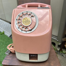 Telefono Quadrante Rotante Telefono Pubblico Raro Vintage Retrò Rosa Giappone