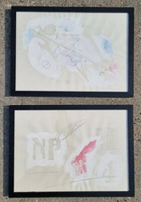 Alex Caminiti ( Messina 1977 ). Lotto di 2 tecniche miste e collage su carta    