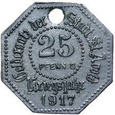 St. Avold - Lorena - moneta di emergenza - 25 Pfennig 1917 - zinco - RARA!