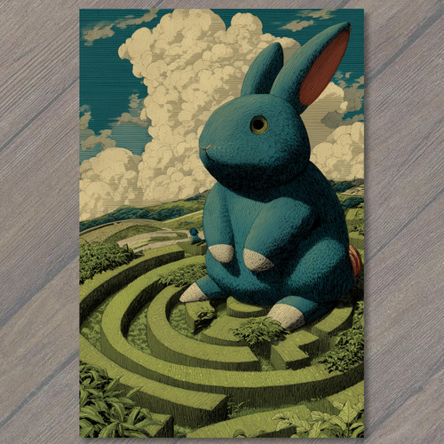 Carta arte coniglietto blu - arte,