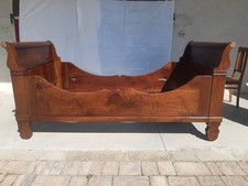 Letto antico a barca piemontese in noce massiccia dim 200x120 con materasso nuov