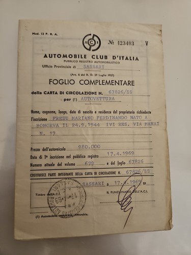 Vintage foglio - a.c.i.,