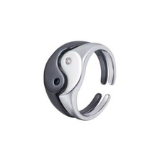 Anello di fidanzamento argento 925 placcato coppia amore Taiji Yin Yang carino Bling regalo UK