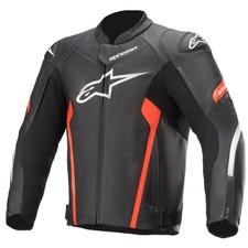 Alpinestars Faster V2 Giacca di Pelle Uomo Nero/Rosso Giacca da Moto Pelle Sport