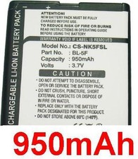 BATTERIE 950mAh Tipo BL-5F BL5F MP-S-O Per NOKIA 6710 Navigator