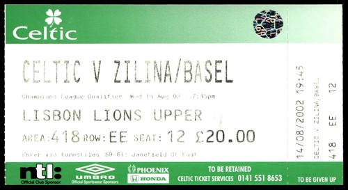 Biglietto 2002 celtic vs - celtic,