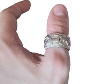 Anello uomo argento 925 massiccio 20g tribale Ø19,8mm IT22 US10 Biker