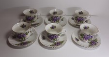 Raro Servizio 6 Tazze Caffè SELTMANN WEIDEN BAVARIA GERMANY Vintage Fiore Viola