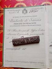 PASSAPORTO UMBERTO DI SAVOIA