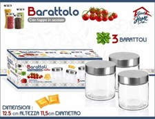 Set 3 Tris Barattoli Vetro Con Coperchio Acciaio Contenitori Pasta Biscotti dfh