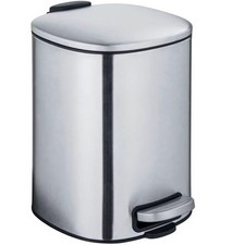WENKO Pattumiera a pedale cosmetica acciaio inox Alassio bagno pattumiera argento opaco 5 litri