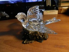 soprammobile uccellino in  vetro con base decorata argentata vintage