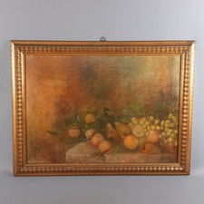 Quadro Natura Morta Frutta Olio Su Tela Cornice Legno Firmato Bazzi Anni ‘40