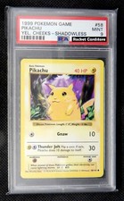 Pokemon Pikachu Shadowless Guance Gialle Inglese 58/102 Set Base PSA 9 Come Nuovo