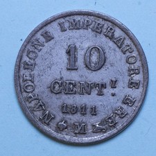 NAPOLEONE RE D'ITALIA 10 CENTESIMI 1811 MILANO bel BB MISTURA BILLON COIN