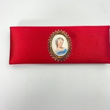 Set Specchio Pettine Vanità Saturnia Italia Vintage Cassa Rossa Ritratto Limoges Raro