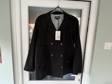 Trench cappotto corto doppiopetto centigrado taglia XL nero 