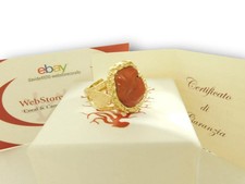 Anello Regolabile Donna con pietra di CoralLo in Argento 925 Ring silver bague