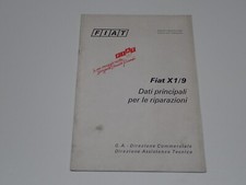 FIAT X 1/9 DATI PRINCIPALI PER LE RIPARAZIONI 1973