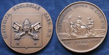 MEDAGLIONE COMMEMORATIVO LORIOLI HISTORICA ECCLESIAE SAEC.XX°  ENC. ACERBO NIMIS