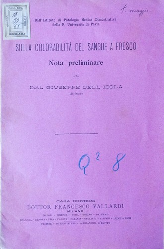 Sulla colorabilità del - , sangue