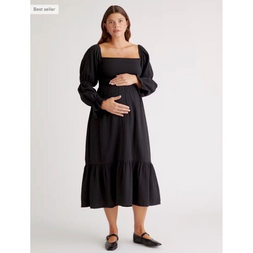 Abito midi nero cotogna cotone