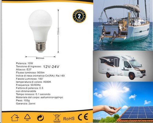 Lampada led 12v e27 solare - lampada, x