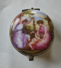 Antico Porta pillole Portacipria In Ceramica Smaltata Dipinta A Mano '800