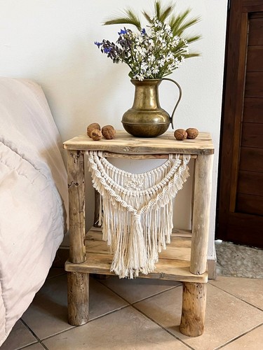 Comodino legno naturale - comodino,