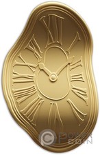 OROLOGIO FUSO Salvador Dalì moneta argento dorato 2$ Niue 2024