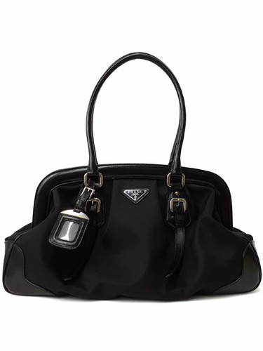 Prada black tessuto leather - prada,