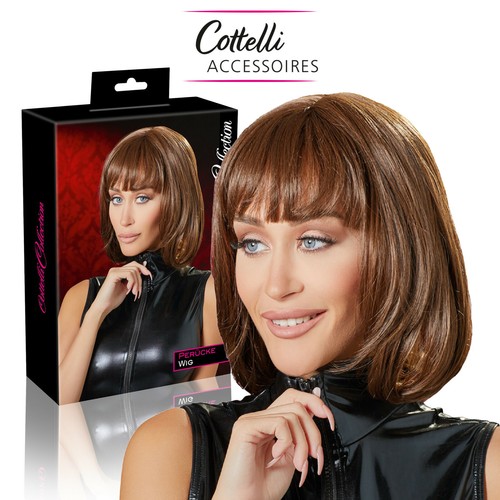 Long fringe brown bob wig - brown,