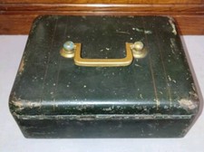 Antica Cassetta Sicurezza Primi '900 Metallo E Ottone Con Chiave Ma Non Si Apre