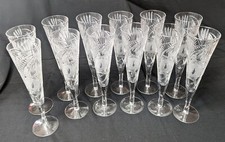 Stupendo Servizio 12 Flute da Champagne Antichi in Cristallo Molato 