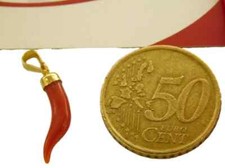 Cornetto ciondoLo in Corallo Corno di ArgenTo 925 da uomo per Portafortuna P Oro
